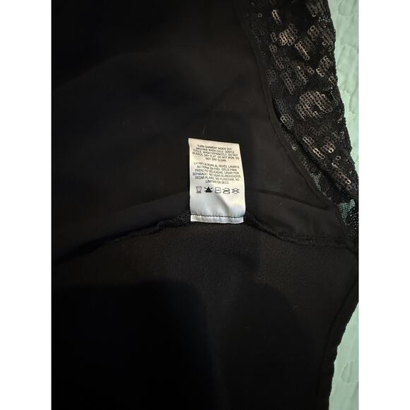 Covington 1X Animal Print Sequin Black tank Whimsigoth Festival Romantic Party - Picture 6 of 9